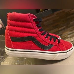 (EUC)VANS RED CANVAS HI-TOP OLD SKOOL SKATE SHOES M 5 W 6.5 EXCELLENT CONDITION